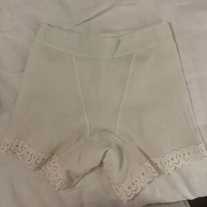 Women's Cream Lace Trim Shorts